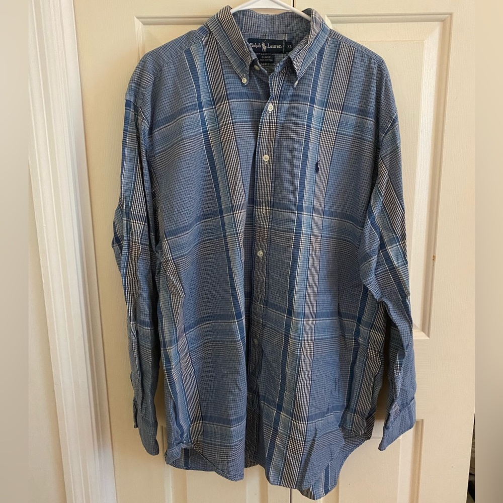 Blue multicolor plaid polo by Ralph Lauren men’s XL